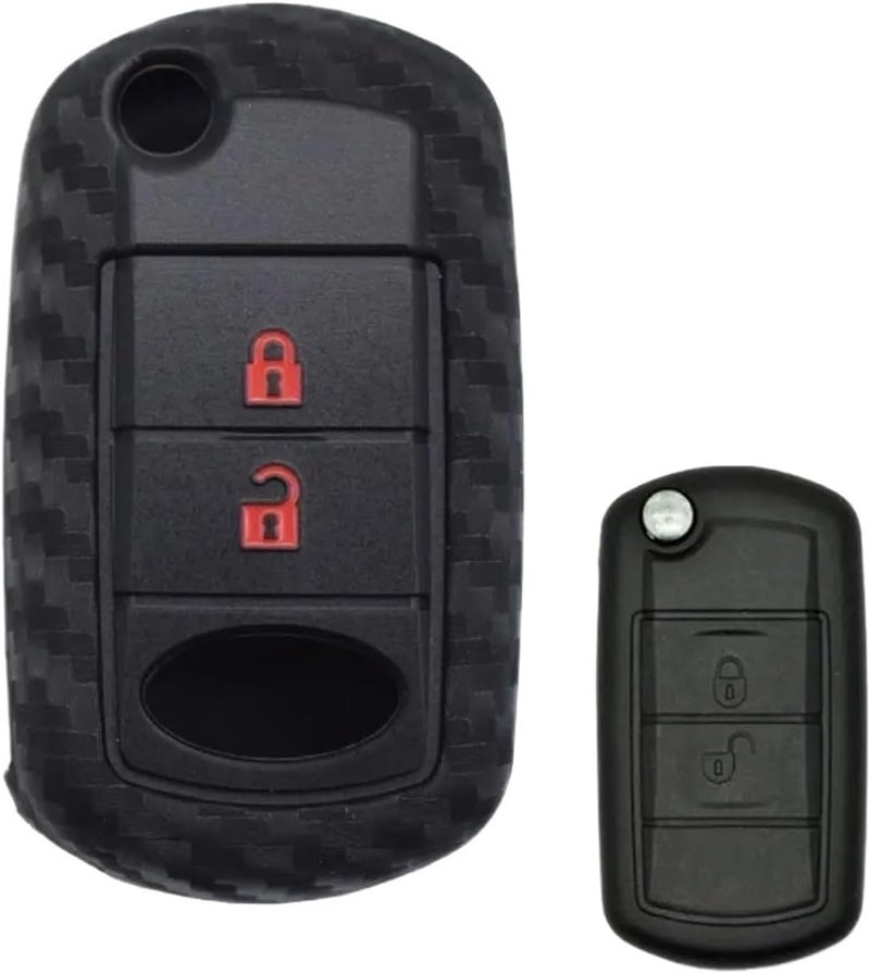 QASULER Silicone Carbon Fiber Style Car Key Shell Case - Image 1