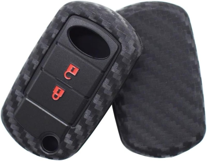 QASULER Silicone Carbon Fiber Style Car Key Shell Case - Image 5