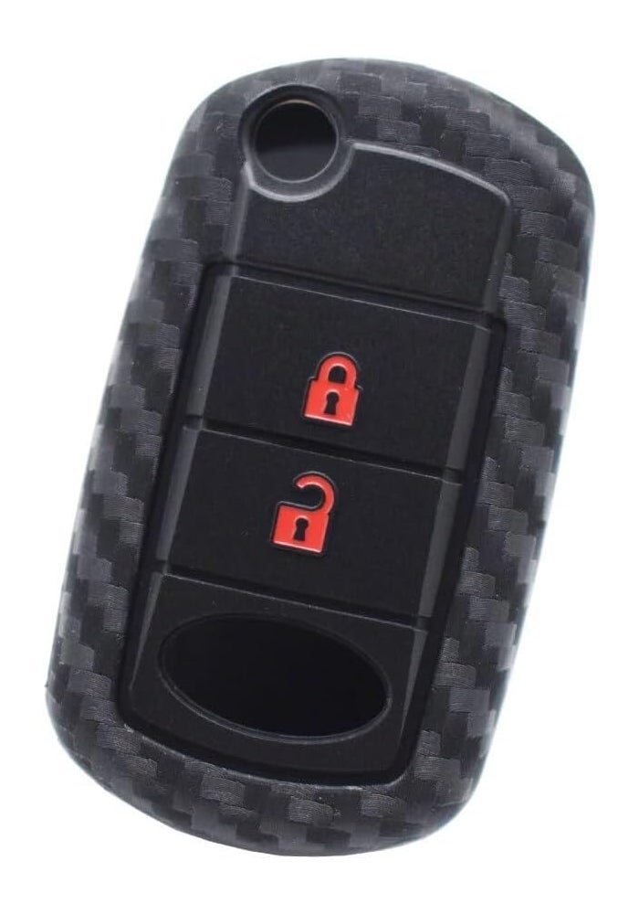 QASULER Silicone Carbon Fiber Style Car Key Shell Case - Image 3