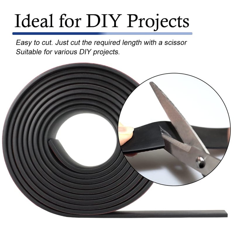 LSGCQ Neoprene Rubber Strips Self Adhesive Solid Rubber Sheets, Rolls & Strips for DIY Gaskets Crafts Pads Seals Warehouse Flooring Neoprene Sheet with Adhesive Backing (1" Wide x 1/5" Thick x 10' Long) - Image 4