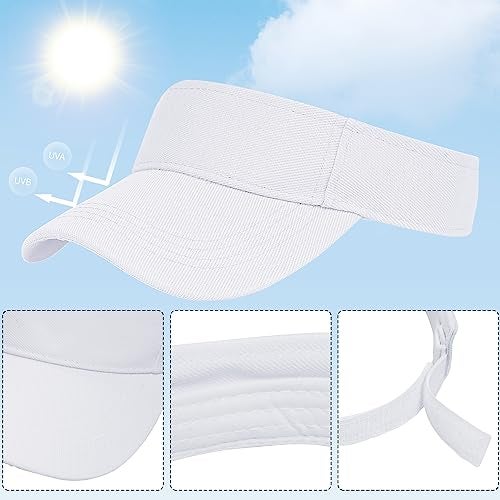 Marrywindix 1 Piece of White Sport Wear Athletic Visor Sun Sports Visor Hat Visor Adjustable Cap for Women and Men (One Size) - Image 3