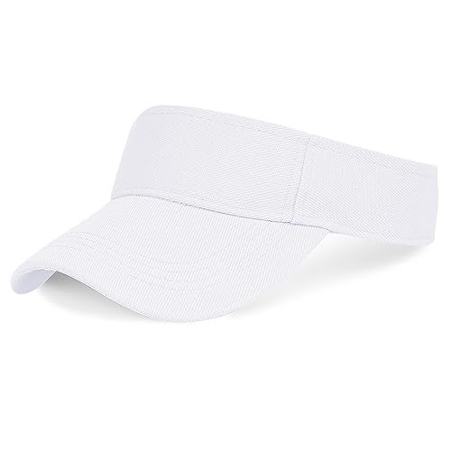 Marrywindix 1 Piece of White Sport Wear Athletic Visor Sun Sports Visor Hat Visor Adjustable Cap for Women and Men (One Size) - Image 1