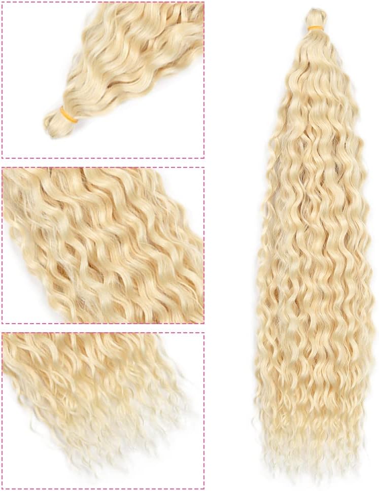 DSOAR Deep Twist Crochet Hair Hair Bundles Water Wave Synthetic Hair Extension Curly Braiding Ombre Curl Braiding Hairpiece, 26 Inch 3 Packs - Image 3