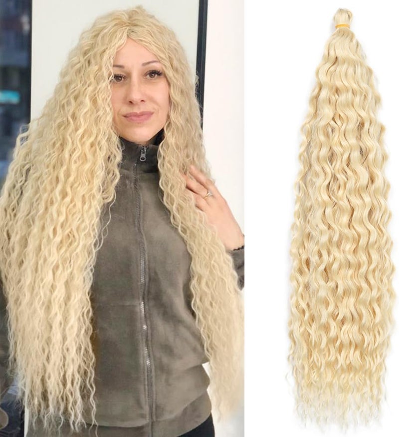DSOAR Deep Twist Crochet Hair Hair Bundles Water Wave Synthetic Hair Extension Curly Braiding Ombre Curl Braiding Hairpiece, 26 Inch 3 Packs - Image 1