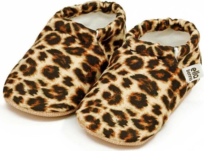 Ella Bonna Patterned Baby Booties, Non-Slip Sole, Home Nursery Shoes Slippers, Leopard Patterned  - Image 1
