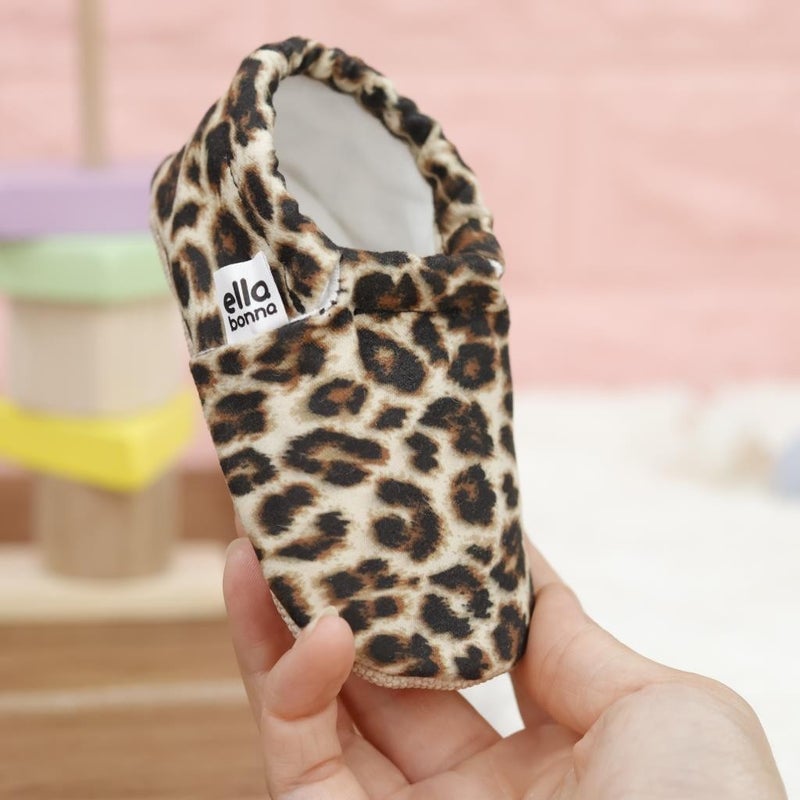 Ella Bonna Patterned Baby Booties, Non-Slip Sole, Home Nursery Shoes Slippers, Leopard Patterned  - Image 5