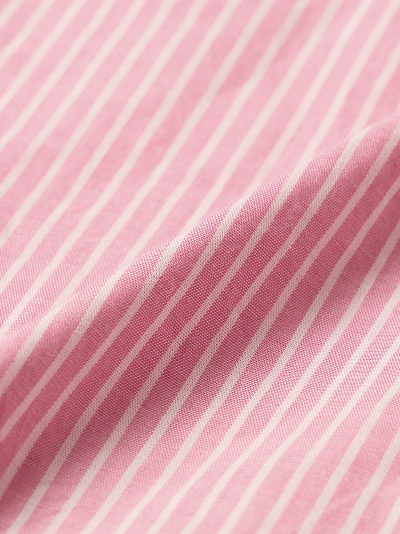 The Souled Store  The Souled Store Sakura Dust: Women and Girls Full Sleeves Collared Light Pink Striped Cotton Regular Fit Embroidered Pocket Lightweight Comfortable Winter Shirt  | Best Price UAE