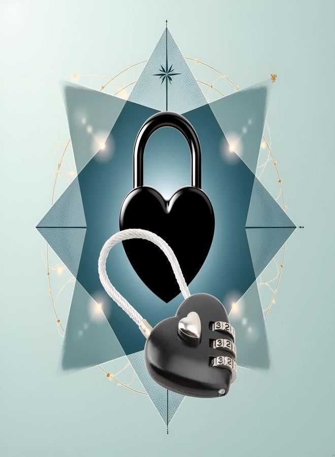 Rosojodg Black Heart Shape Code Lock Compact Mini Size with 3 Digit Code Combination for Luggage, Backpack, Jewelry Box, Hall Locker Combination Padlocks - Image 3