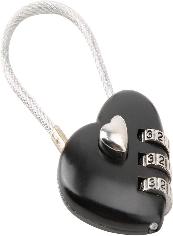 Rosojodg Black Heart Shape Code Lock Compact Mini Size with 3 Digit Code Combination for Luggage, Backpack, Jewelry Box, Hall Locker Combination Padlocks - Image 1