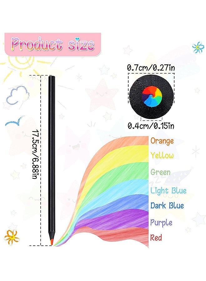 إم إكس إن 15 قطعة من أقلام تلوين قوس قزح، مجموعة أقلام قوس قزح خشبية 7 ألوان في 1، لوازم فنية لكتب التلوين والرسم والتخطيط وما إلى ذلك - Image 2