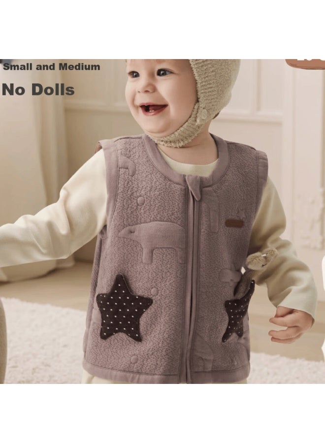 Aqpa Baby Vest Autumn Winter Cotton-padded Warm Vest Big Ocean Blue 90 - Image 1