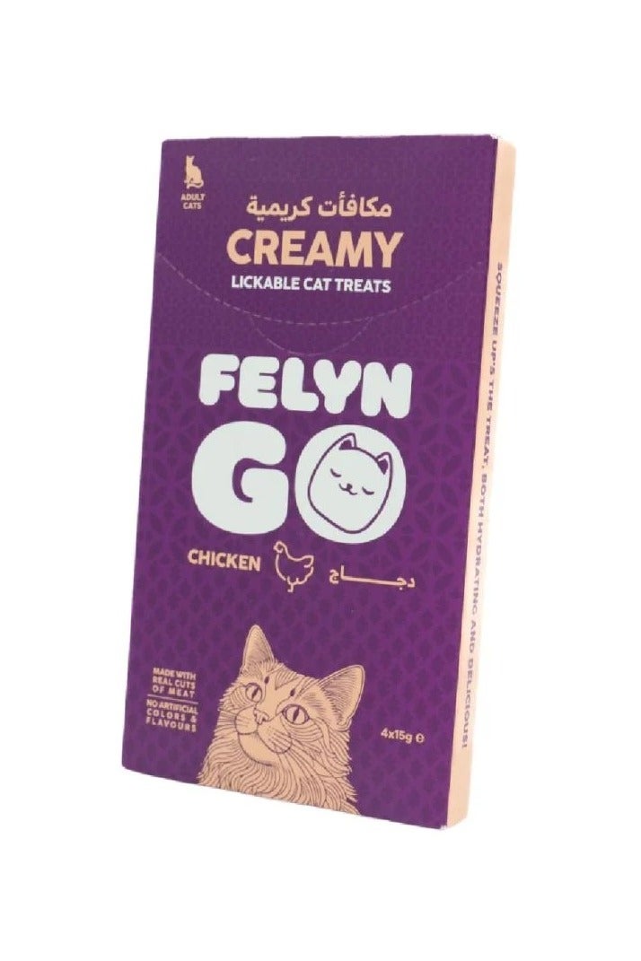 Felyn GO Cat Creamy Treats Chicken Flavor 4 x 15g Artificial Color & Flavor-Free Formula - Cat Treats - Image 1
