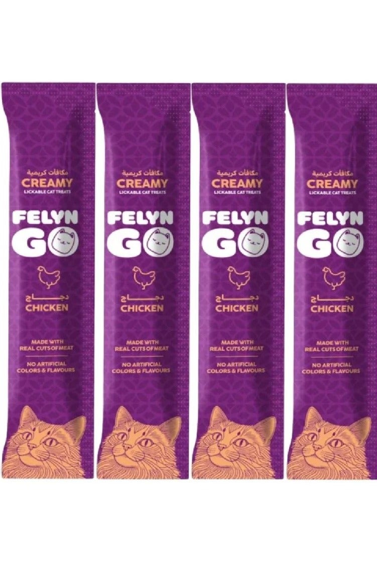 Felyn GO Cat Creamy Treats Chicken Flavor 4 x 15g Artificial Color & Flavor-Free Formula - Cat Treats - Image 2