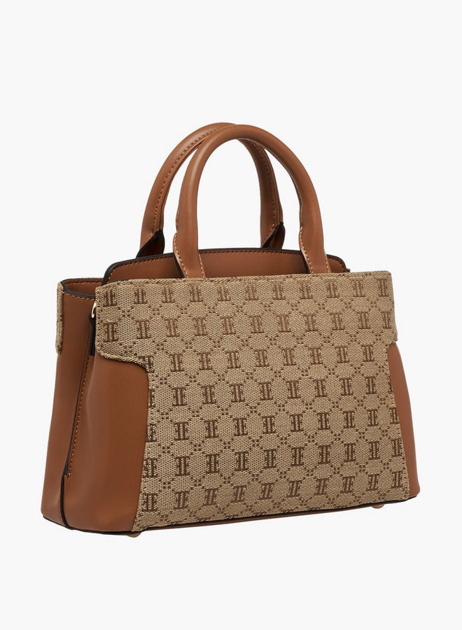 ELLE Monogram Accent Tote Bag with Detachable Strap - Image 4