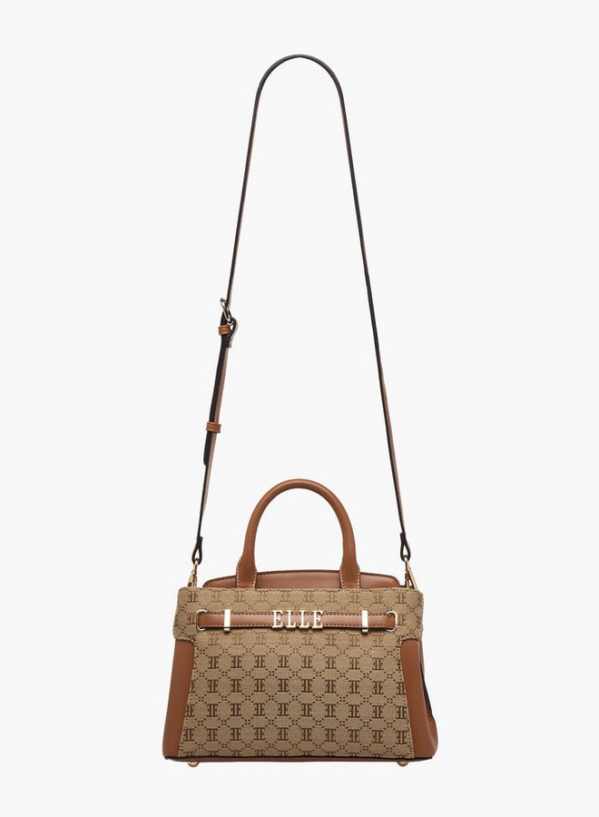 ELLE Monogram Accent Tote Bag with Detachable Strap - Image 3