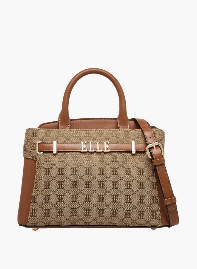 ELLE Monogram Accent Tote Bag with Detachable Strap - Image 1