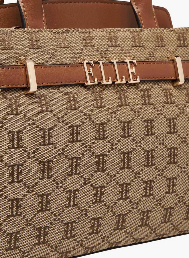ELLE Monogram Accent Tote Bag with Detachable Strap - Image 5