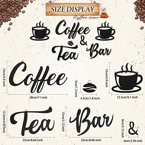 Queekay 7 Pieces Coffee Bar Sign Rustic Wall Decor Art Wooden Sign with Coffee Beans and Cups Decor for Bar Counter Home Office Kitchen - Image 4