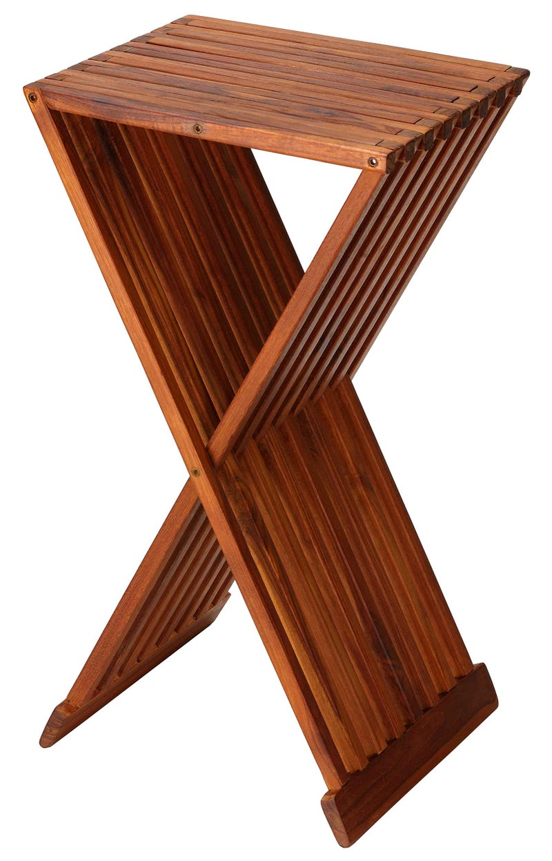 Bare Decor Bare Decor Taj Folding Plantstand Pedestal Table in Solid Teak Wood Brown 