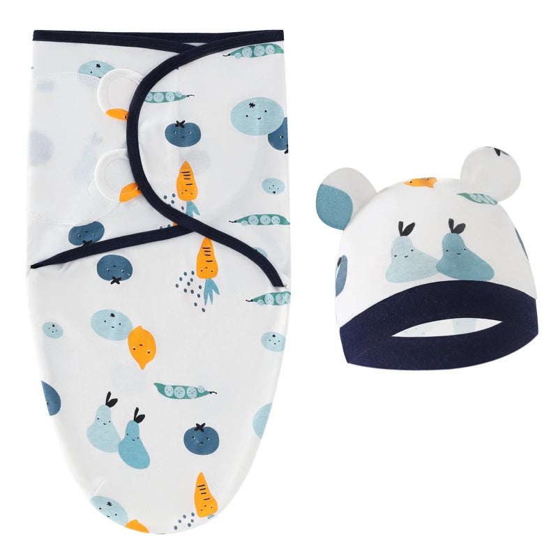 Y&D Baby Swaddle Wrap with Hat Set - Soft Cotton Swaddle Blanket for Newborn Infant Sleep (Swaddlers) - Image 1