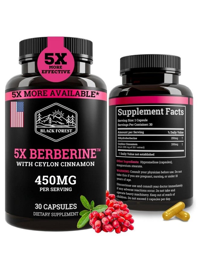 Black Forest مكمل ديهيدروبربيرين من بلاك فوريست 5X بربيرين (بربيرين سوبر الآن 5X أكثر فعالية من بربيرين HCL العادي) أفضل ديهيدروبربيرين مع قرفة سيلون - مشابه لبربيرين فيتوسوم - Image 1