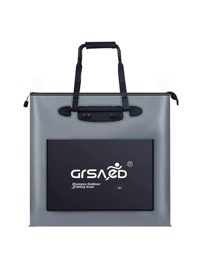 Grsaed Fishing Tackle Bag, 48cm, Multifunctional, Waterproof, Lightweight, Thickened, Wear-resistant, Storage, Live Fish Bucket, Fishing Accessories, Short Handle With Side Pocket, Gray - Image 2