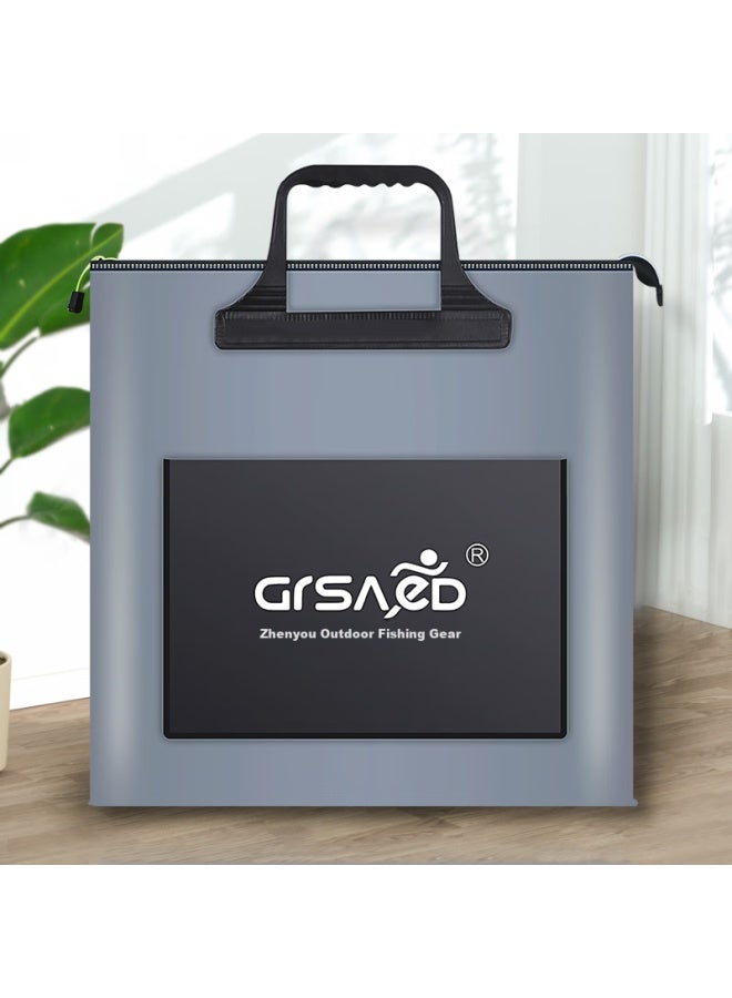 Grsaed Fishing Tackle Bag, 48cm, Multifunctional, Waterproof, Lightweight, Thickened, Wear-resistant, Storage, Live Fish Bucket, Fishing Accessories, Short Handle With Side Pocket, Gray - Image 1