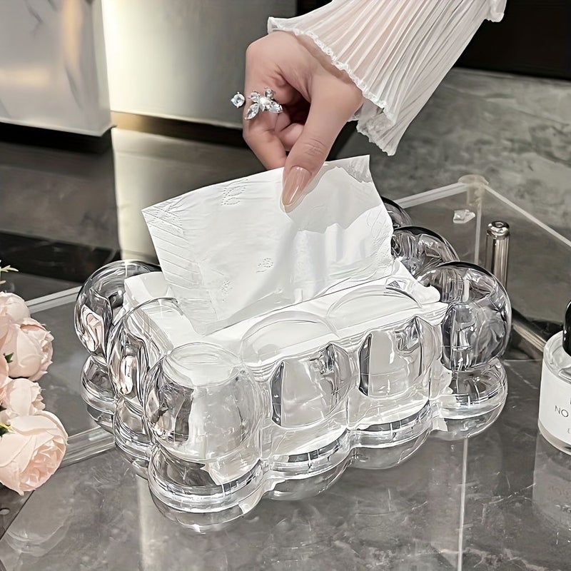 1 2pcs Acrylic Creative Cloud Shaped Tissue Box Coffee Color High Aesthetic Desktop Restaurant Tissue Box Home Living Room Coffee Table Tissue Box Home Decor Tissue Box Suitable For Dining Table Bedroom Desk - Image 5