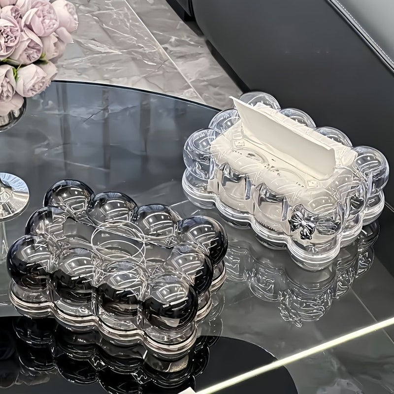 1 2pcs Acrylic Creative Cloud Shaped Tissue Box Coffee Color High Aesthetic Desktop Restaurant Tissue Box Home Living Room Coffee Table Tissue Box Home Decor Tissue Box Suitable For Dining Table Bedroom Desk - Image 3