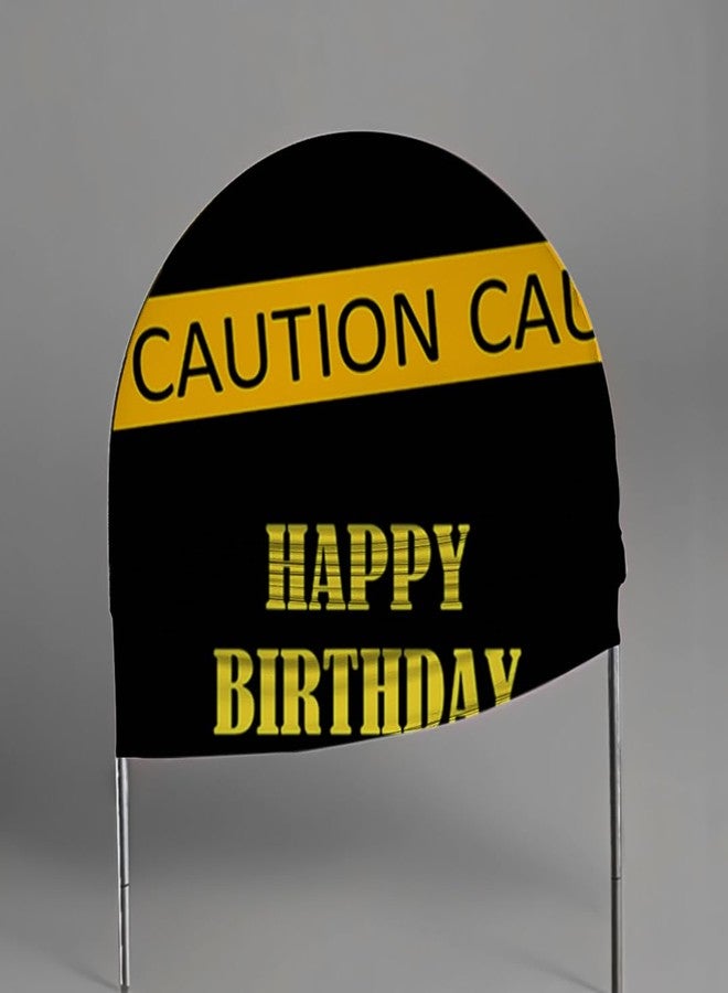 FiVan Arch Backdrop Cover Construction Black and Yellow Theme Bilayer Round Top Background for Baby Birthday Party Decoration - Image 3