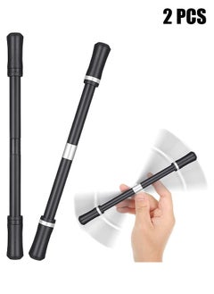 HY 2 Pieces Spinning Pen Rolling Finger Gaming Trick Pen Mod with Tutorial No Pen Refill Stress Releasing Brain Training Toys for Kids Adults Student Office Supplies (Black and Silver)  - Image 1