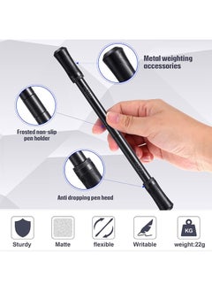 HY 2 Pieces Spinning Pen Rolling Finger Gaming Trick Pen Mod with Tutorial No Pen Refill Stress Releasing Brain Training Toys for Kids Adults Student Office Supplies (Black and Silver)  - Image 3