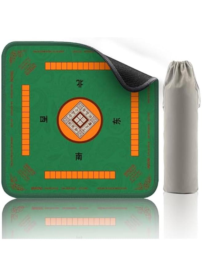 Mahjong Mat, Noise Reduction Non-Slip Mahjong Mat for Table, 32.4 * 32.4 Inch Mahjong Table Mat for Poker, Board Table Mat, Dominoes, Tile,Card Games (Green) - Image 1