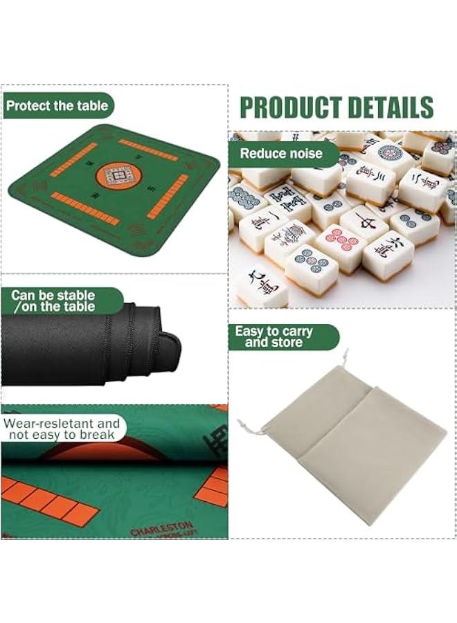 Mahjong Mat, Noise Reduction Non-Slip Mahjong Mat for Table, 32.4 * 32.4 Inch Mahjong Table Mat for Poker, Board Table Mat, Dominoes, Tile,Card Games (Green) - Image 4