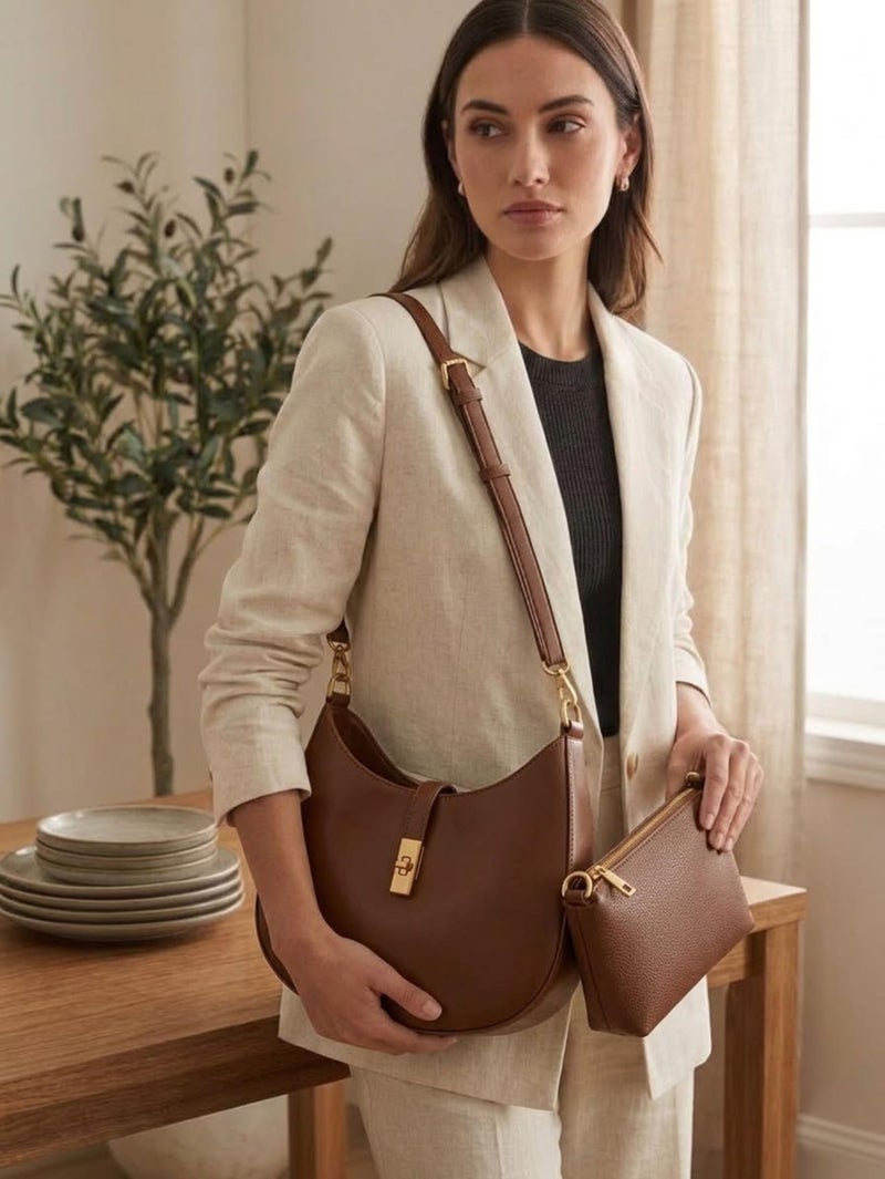 SIBY Saddle Shoulder Bags for Women's (Brown) - Image 5