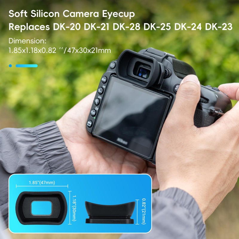 Kiorafoto Soft Silicon Camera Viewfinder Eyecup Eyepiece Eyeshade for Nikon D780 D750 D610 D600 D7500 D7200 D7100 D7000 D5600 D5500 D5300 D5200 D5100 D5000 D3500 D3400 D3300 Replaces DK-21 DK-28 DK-25 24 23 20 - Image 2