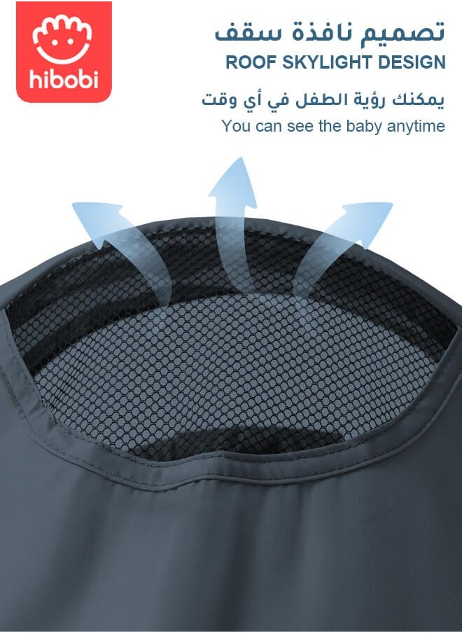 هيبوبي عربة أطفال قابلة للطي بتصميم دب – مقعد أكثر سماكة، هيكل متين،  بـ ٤ أوضاع، مظلة شمسية، سلة كبيرة، فرامل أمان – لون أسود  - Image 5