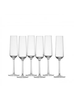 Schott Zwiesel Tritan Crystal Glass Pure Stemware Collection Champagne Flute with Effervescence Points, 7.3-Ounce, Set of 6