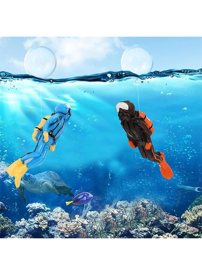2 Pieces Diver Aquarium Decoration, Floating Fish Tank Decoration Aquarium Diver with Floating Device Diving Statue, Aquarium Decoration Fish Playmate Fish Tank Accessories - Image 1