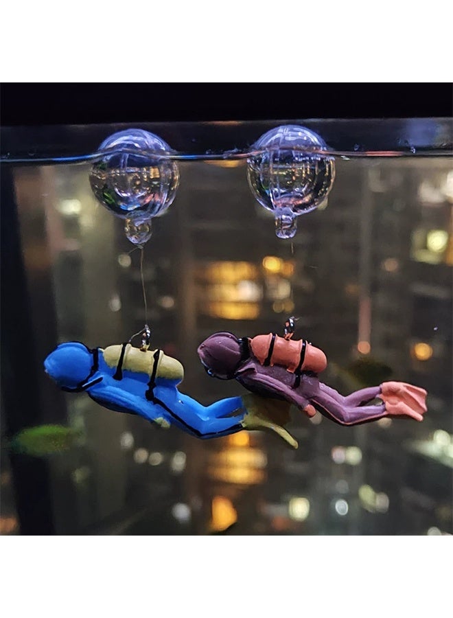 2 Pieces Diver Aquarium Decoration, Floating Fish Tank Decoration Aquarium Diver with Floating Device Diving Statue, Aquarium Decoration Fish Playmate Fish Tank Accessories - Image 4