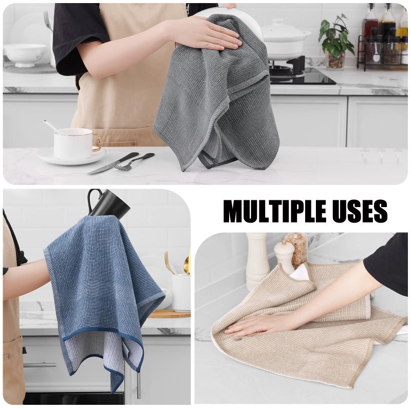 Homaxy Premium Kitchen Towels(18â€x 28â€, 6 Pack), Large Cotton Kitchen Hand Towels, Flat and Terry Dish Towels, 380 GSM Highly Absorbent Tea Towel Set with Hanging Loop, Multicolor - Image 4