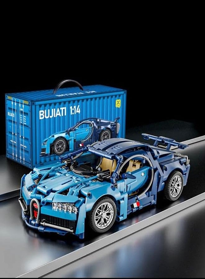 Toynagar 1:14 Scale Technic Blue Bugatti Car Model | 1280+ Pieces Sports Car Building Block Kit for Teens | Ideal Gifts for Car Lovers - Image 2