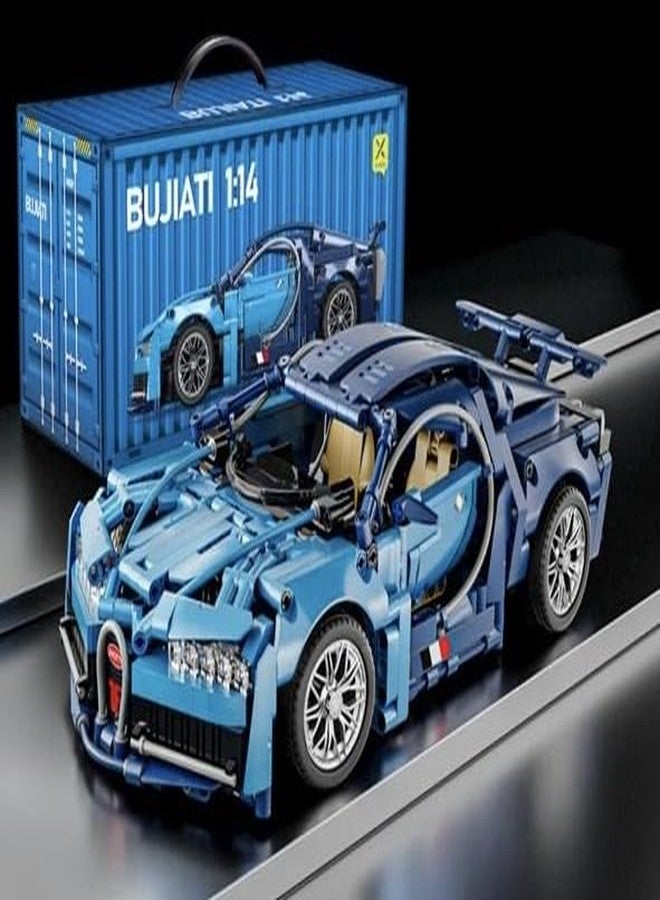 Toynagar 1:14 Scale Technic Blue Bugatti Car Model | 1280+ Pieces Sports Car Building Block Kit for Teens | Ideal Gifts for Car Lovers - Image 1