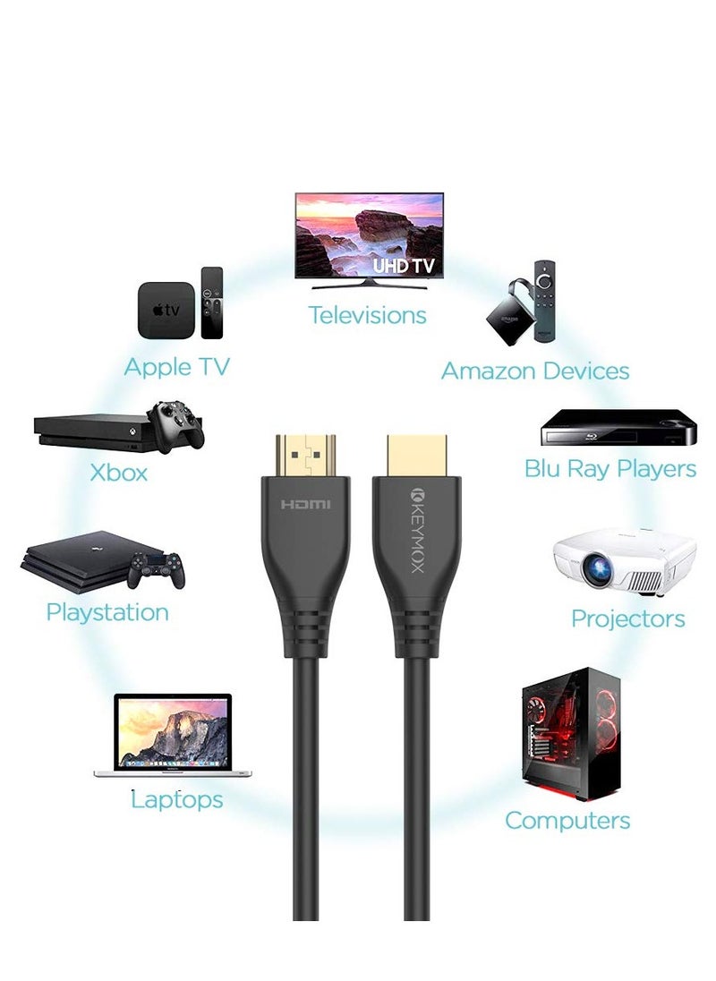 Keymox - 8K HDMI Cable 1.8 Meter HDMI 2.1 Cable, 48Gbps Ultra HD High Speed, Support 4K@120Hz & 8K@60Hz, Dynamic HDR,eARC/Ethernet, Compatible with Apple TV,Nintendo Switch,Roku,Xbox Series X/S,PS5,Blu-ray - Image 1
