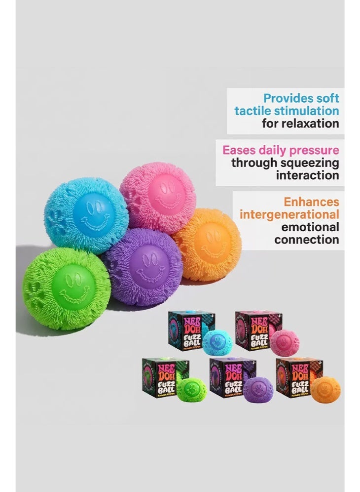 Needoh Fuzz Ball Squishy Smiley Toy | Velvet-Touch Sensory Fidget Ball for Stress Relief，Smiley Face Squeezing Toy, A Sensory Stress-relieving Toy for Children and Sdults - Image 2
