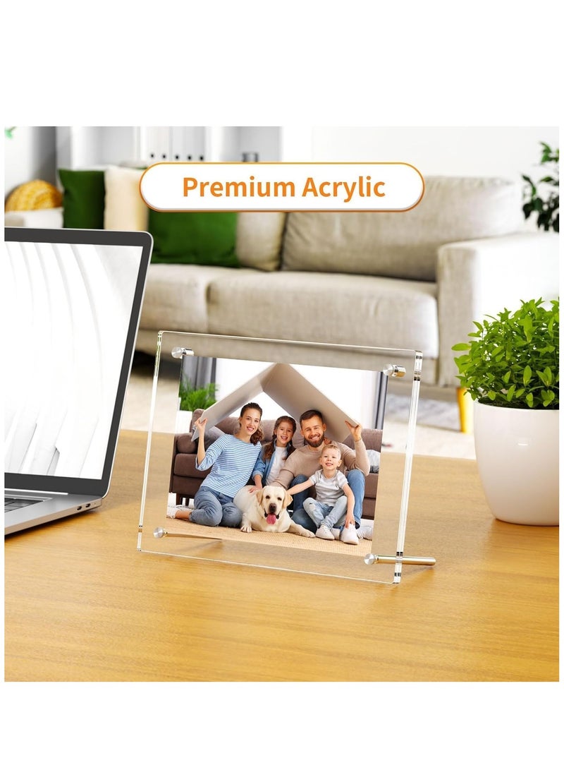 SYOSI Acrylic Photo Frame with Stand 10*15CM Desktop Clear Acrylic Photo Frame Lossless Clarity Decorative Poster Frame Tabletop Display Desktop Frameless Postcard Display (1 Pack) - Image 2