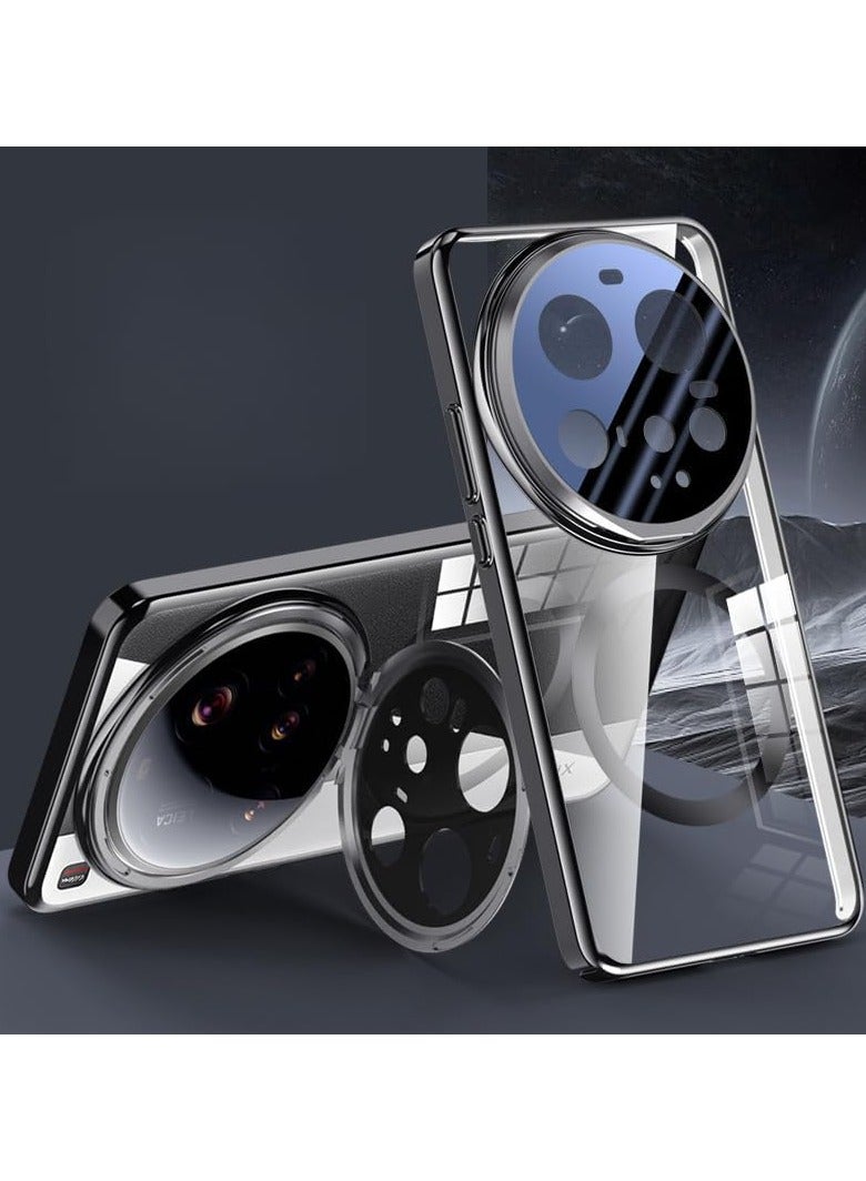 عام حافظة شفافة مغناطيسية متوافقة مع Xiaomi 15 Ultra - بإطار معدني للعدسة ودعم الشحن اللاسلكي، مقاومة للصدمات والسقوط - Image 1