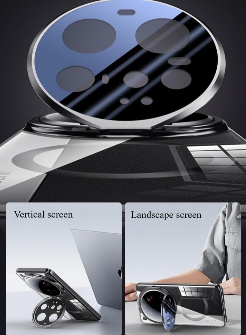عام حافظة شفافة مغناطيسية متوافقة مع Xiaomi 15 Ultra - بإطار معدني للعدسة ودعم الشحن اللاسلكي، مقاومة للصدمات والسقوط - Image 5