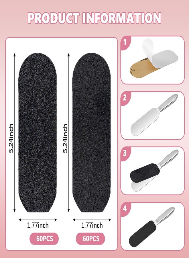 Flutesan 120 Pcs Stainless Steel Foot File Replacement Pads 120 Grit 180 Grit Pedicure Refill Pads Coarse Fine Pedicure File Refills Foot Rasp with Removable Glue for Callus Dead Skin, Black - Image 2