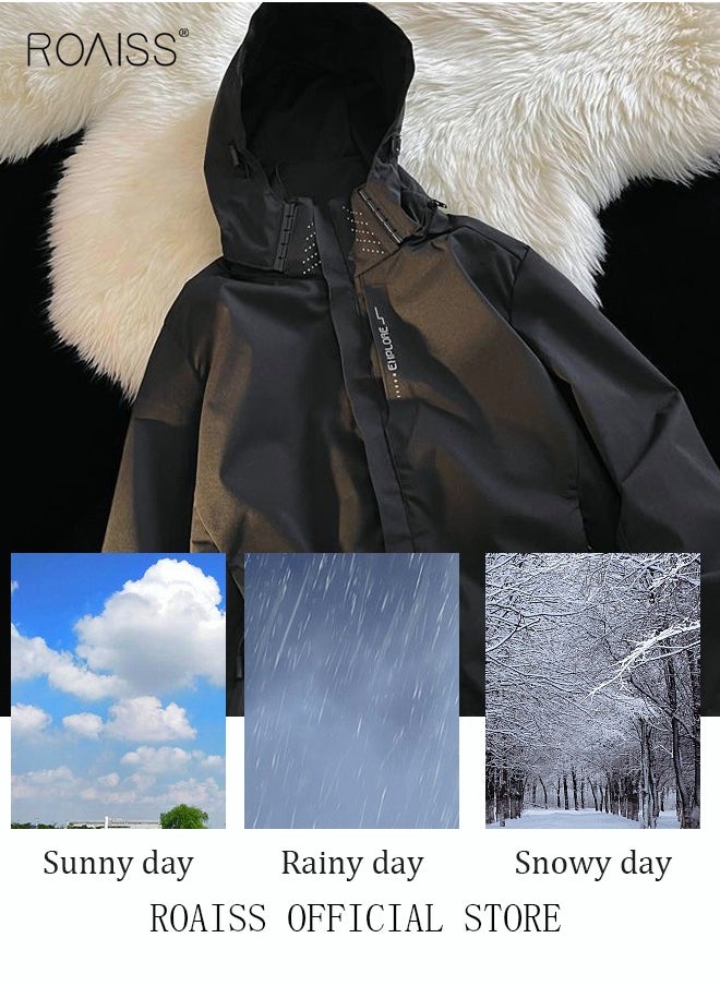 roaiss - Men's Functional Style Jacket Men Solid Casual Simple Coat Sports Pocket Zipper Baseball Clothes Flying Jacket Men's Hooded Workwear Jacket - Image 1